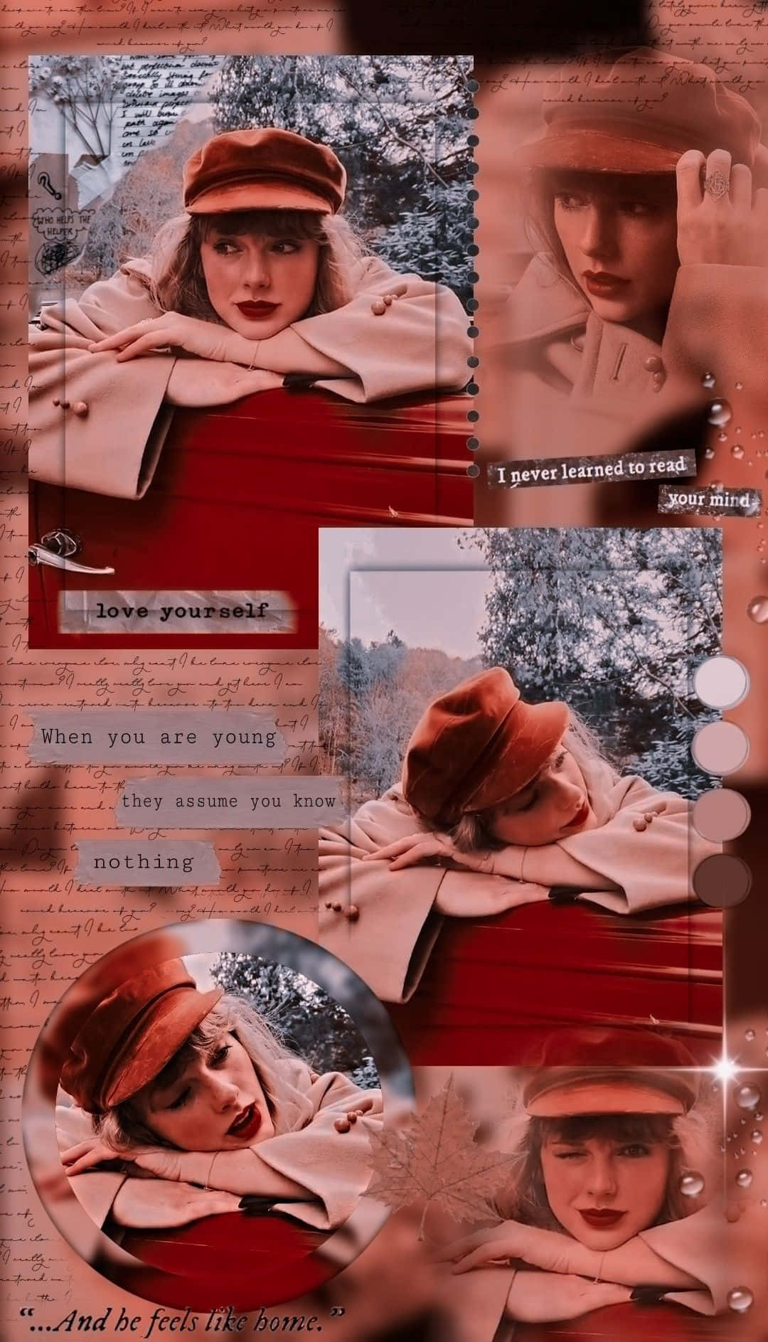 Taylor Swift Red Aesthetic Collage Wallpaper