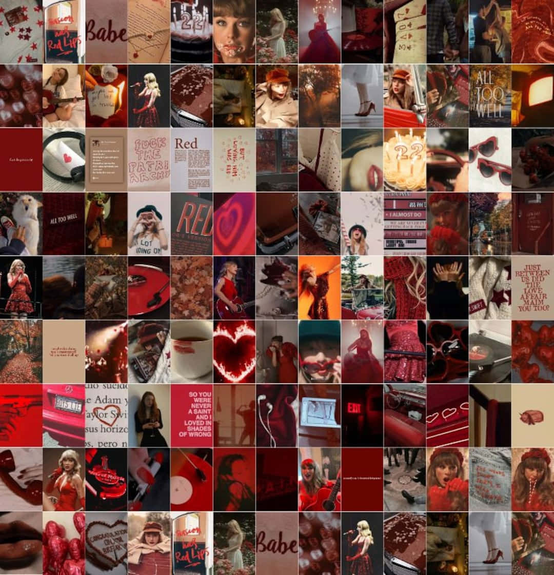 Taylor Swift Red Aesthetic Collage Wallpaper