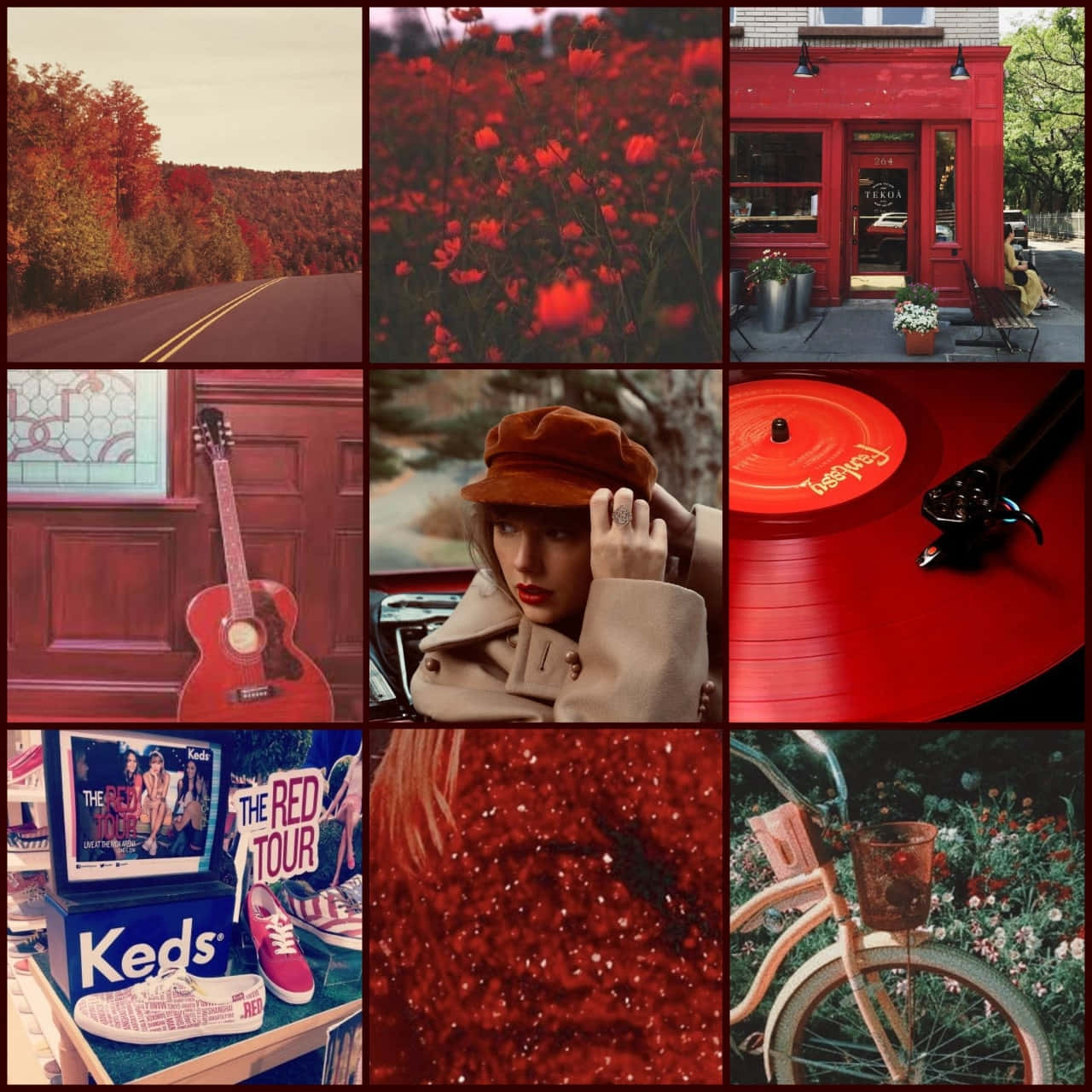 Taylor Swift Red Aesthetic Collage Wallpaper