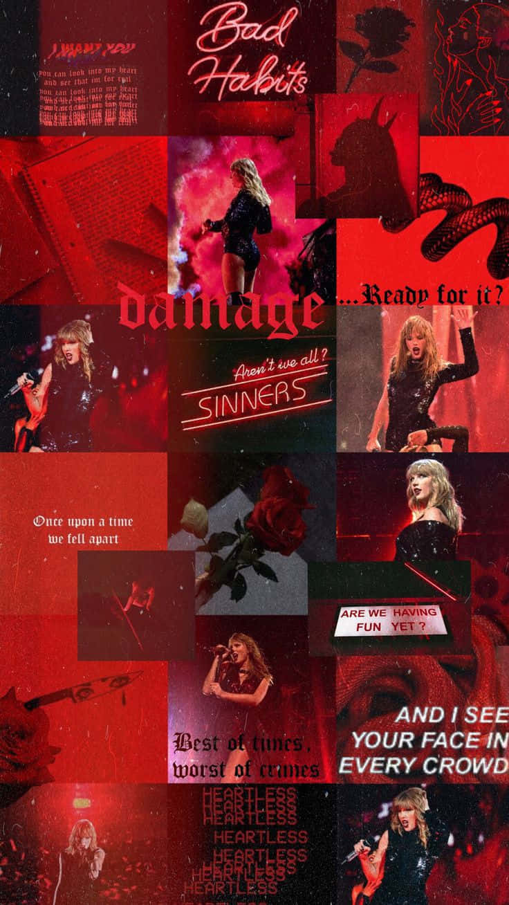 Taylor Swift Red Aesthetic Collage Wallpaper