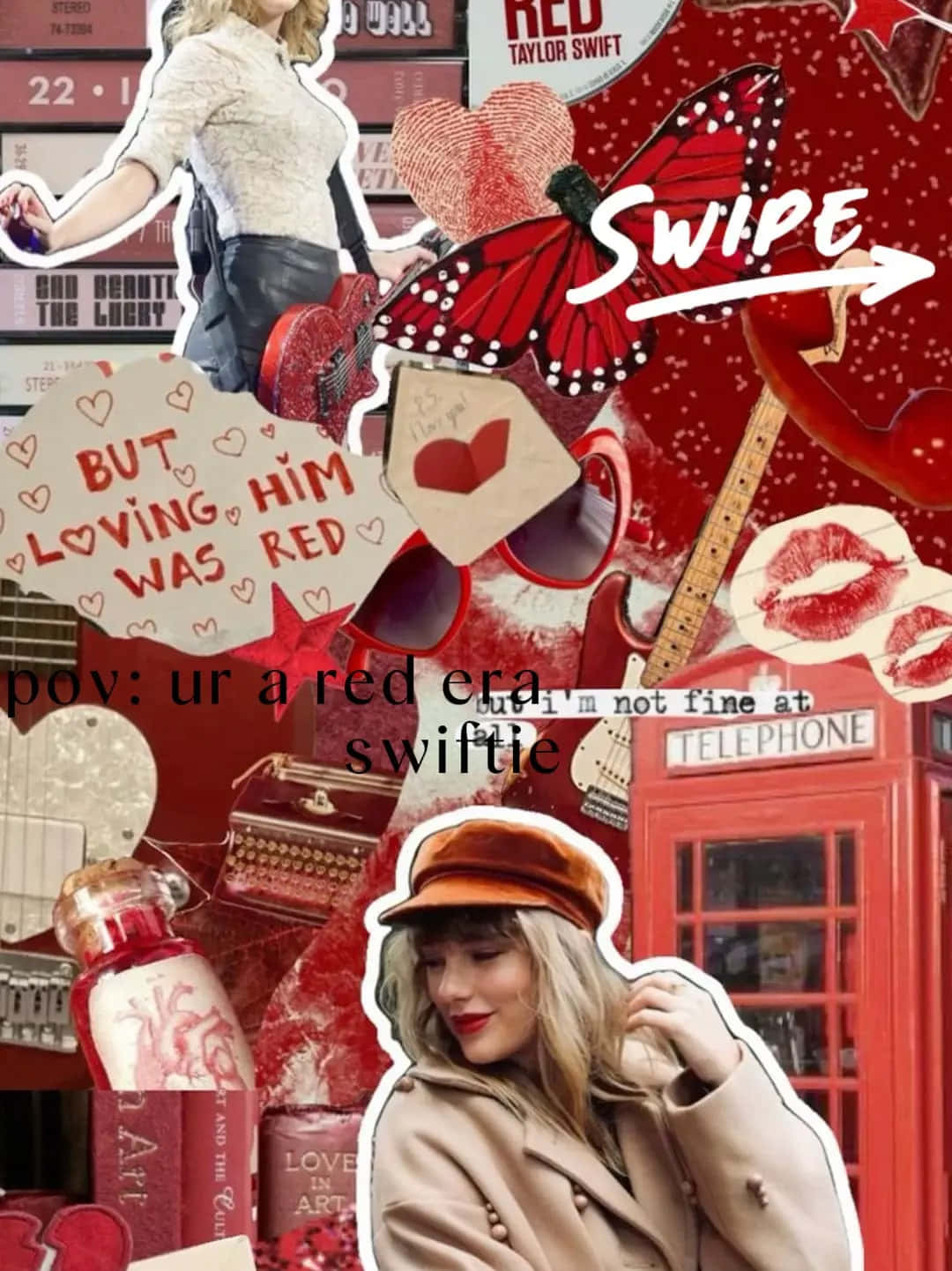 Taylor Swift Red Aesthetic Collage Wallpaper