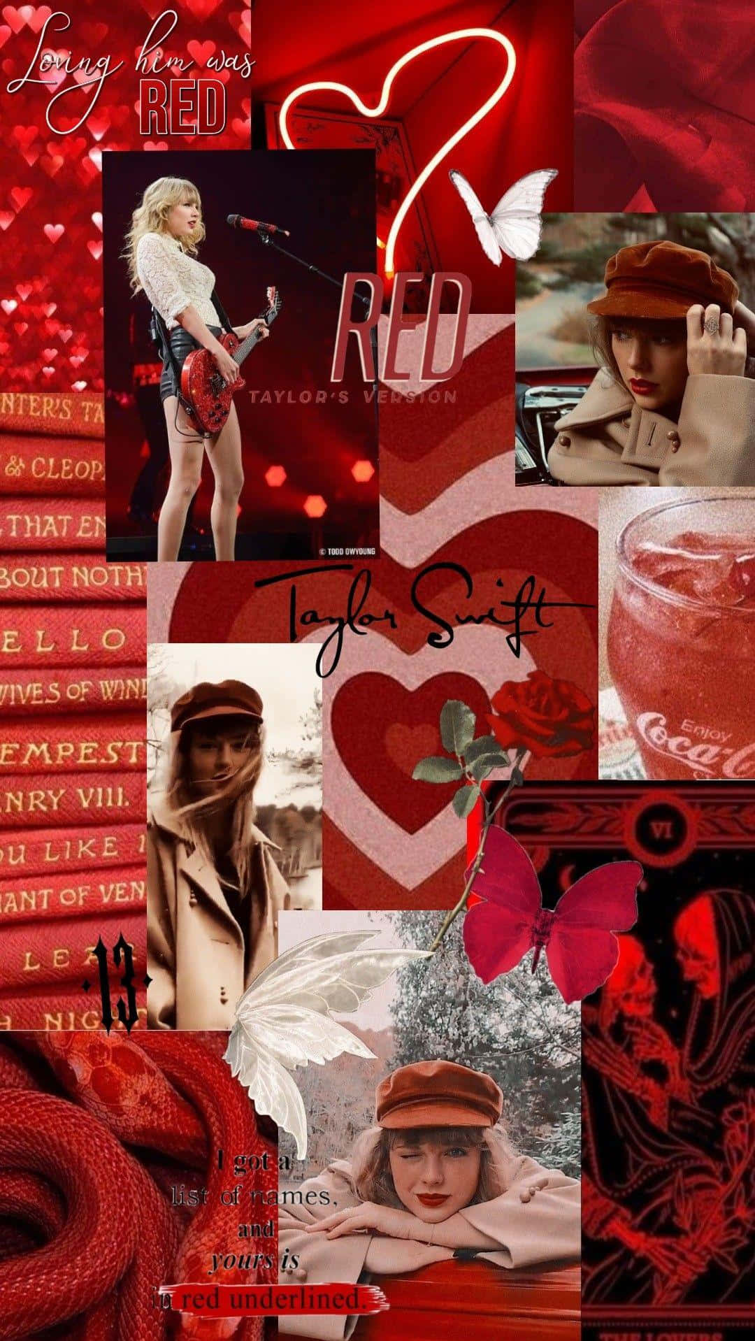 Taylor Swift Red Aesthetic Collage Wallpaper