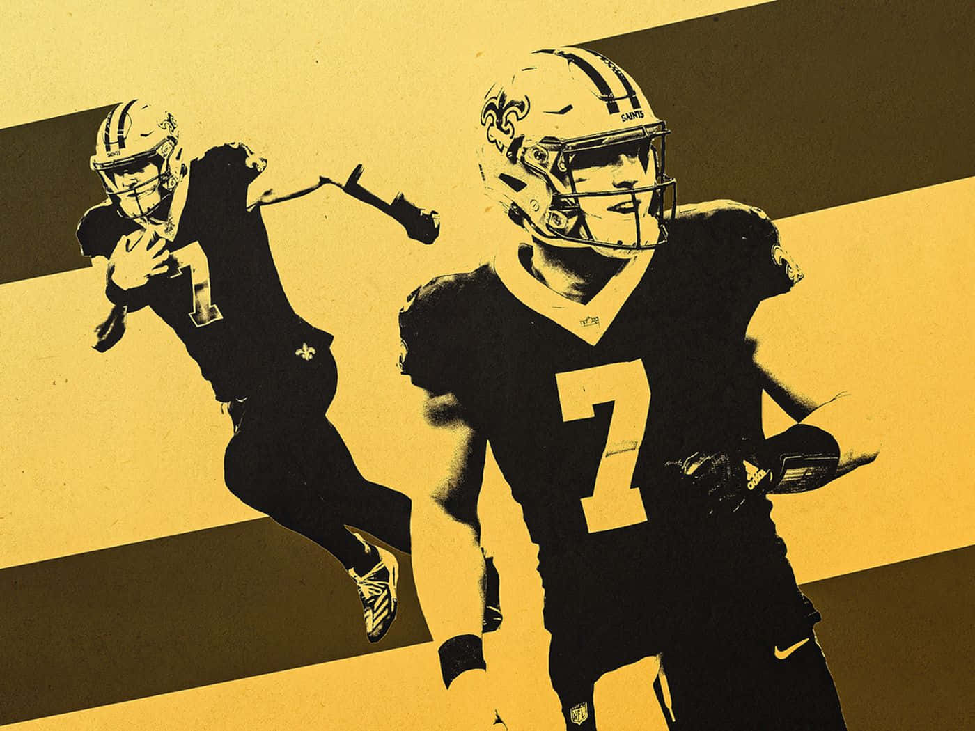 Taysom Hill Dual Action Artwork Wallpaper