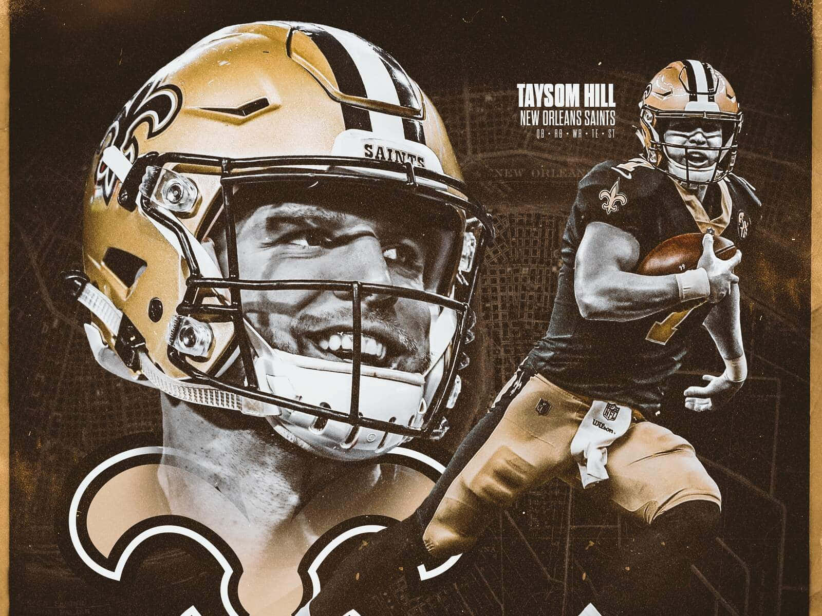 Taysom Hill New Orleans Saints Dual Portrait Wallpaper