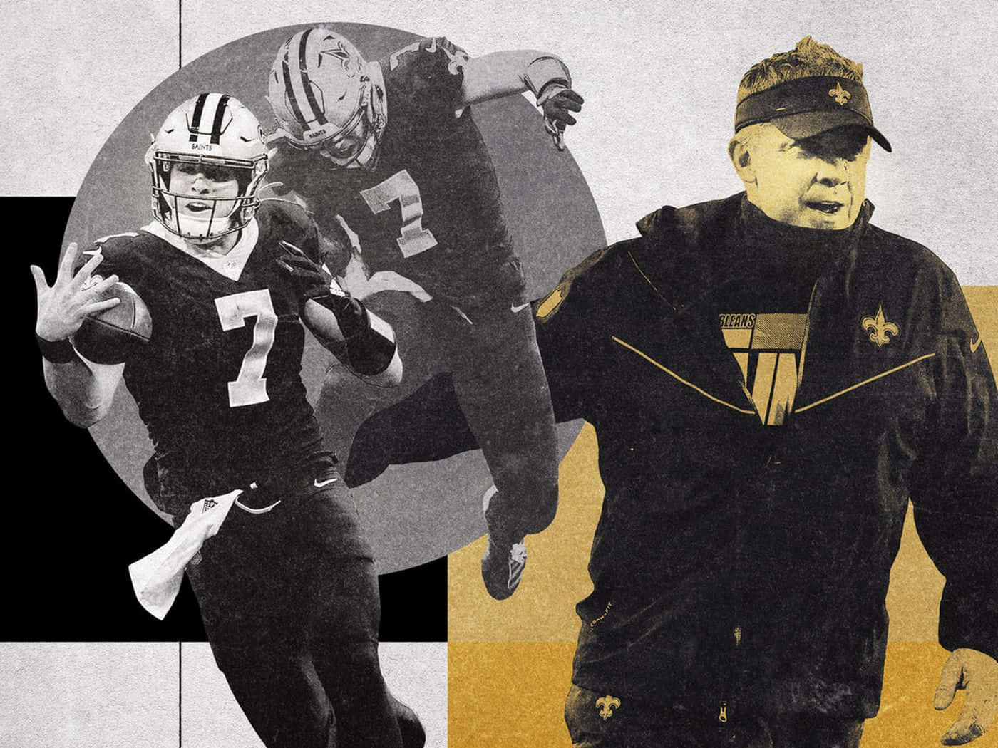 Taysom Hilland Coach Collage Wallpaper