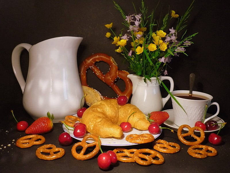 Tea Time With Pretzels Wallpaper