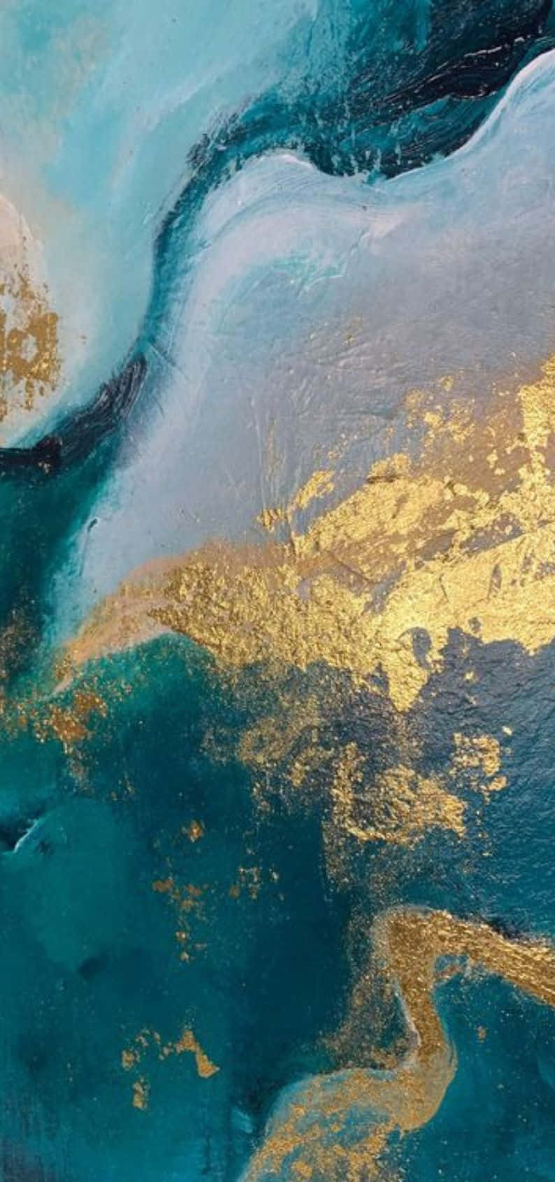 Teal Gold Abstract Art Wallpaper