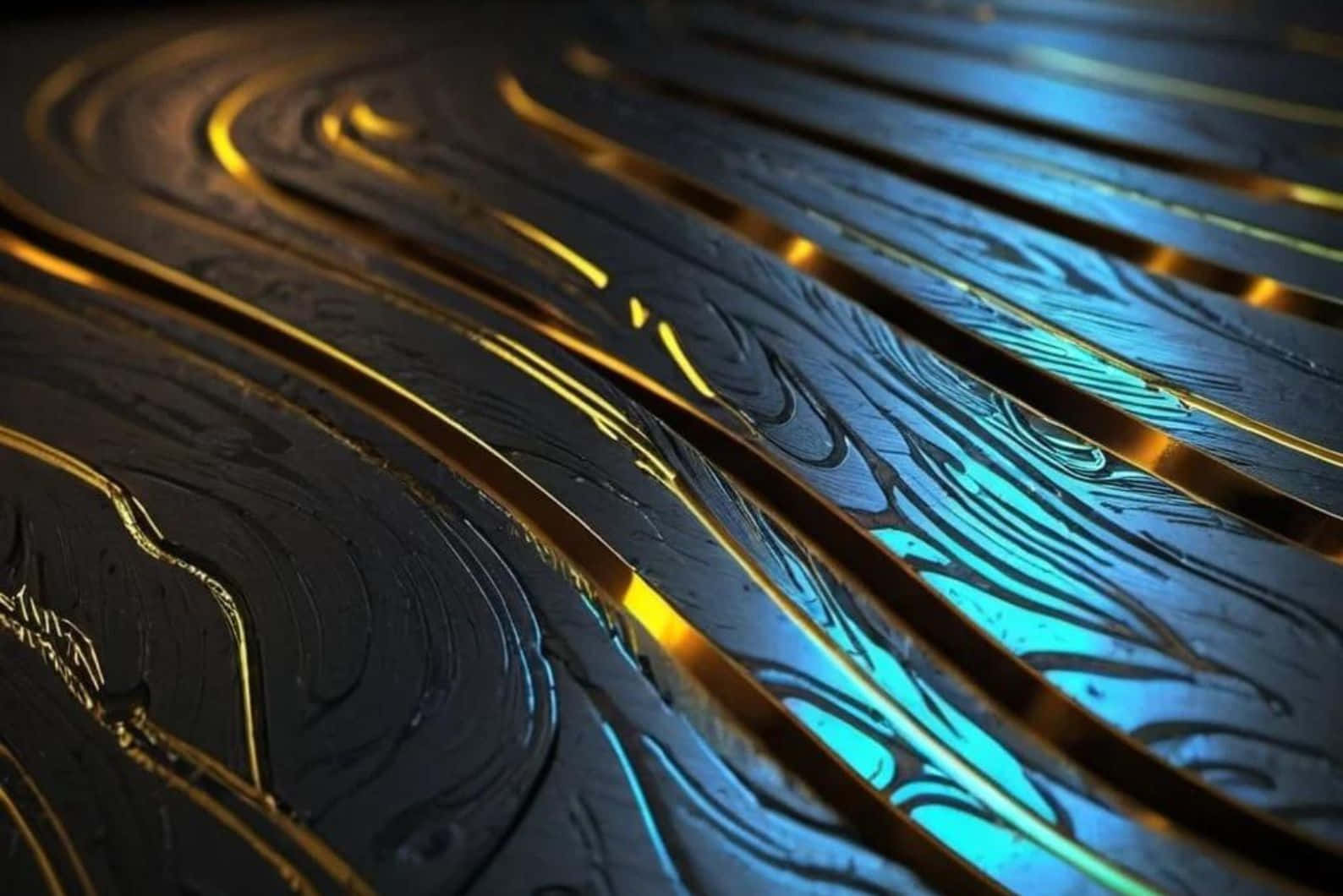 Teal Gold Abstract Art Wallpaper