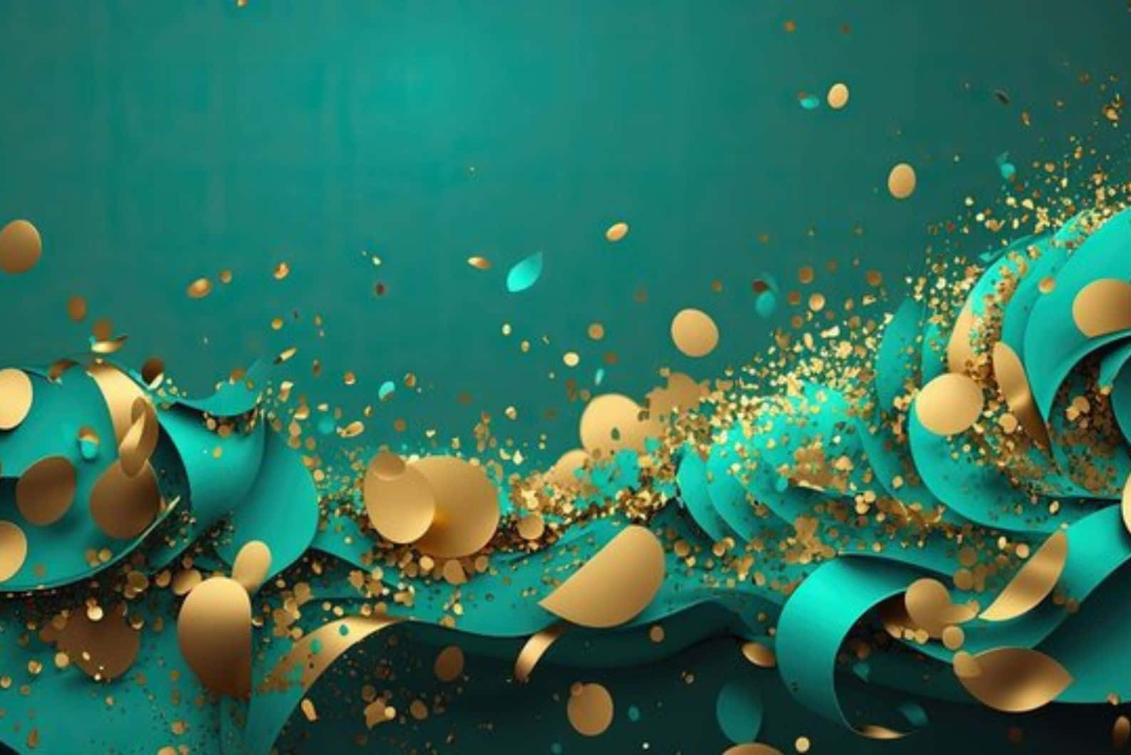 Teal Gold Abstract Art Wallpaper