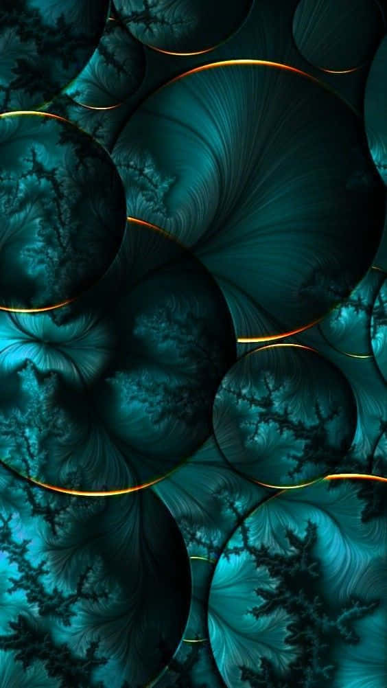 Teal Gold Fractal Art Wallpaper