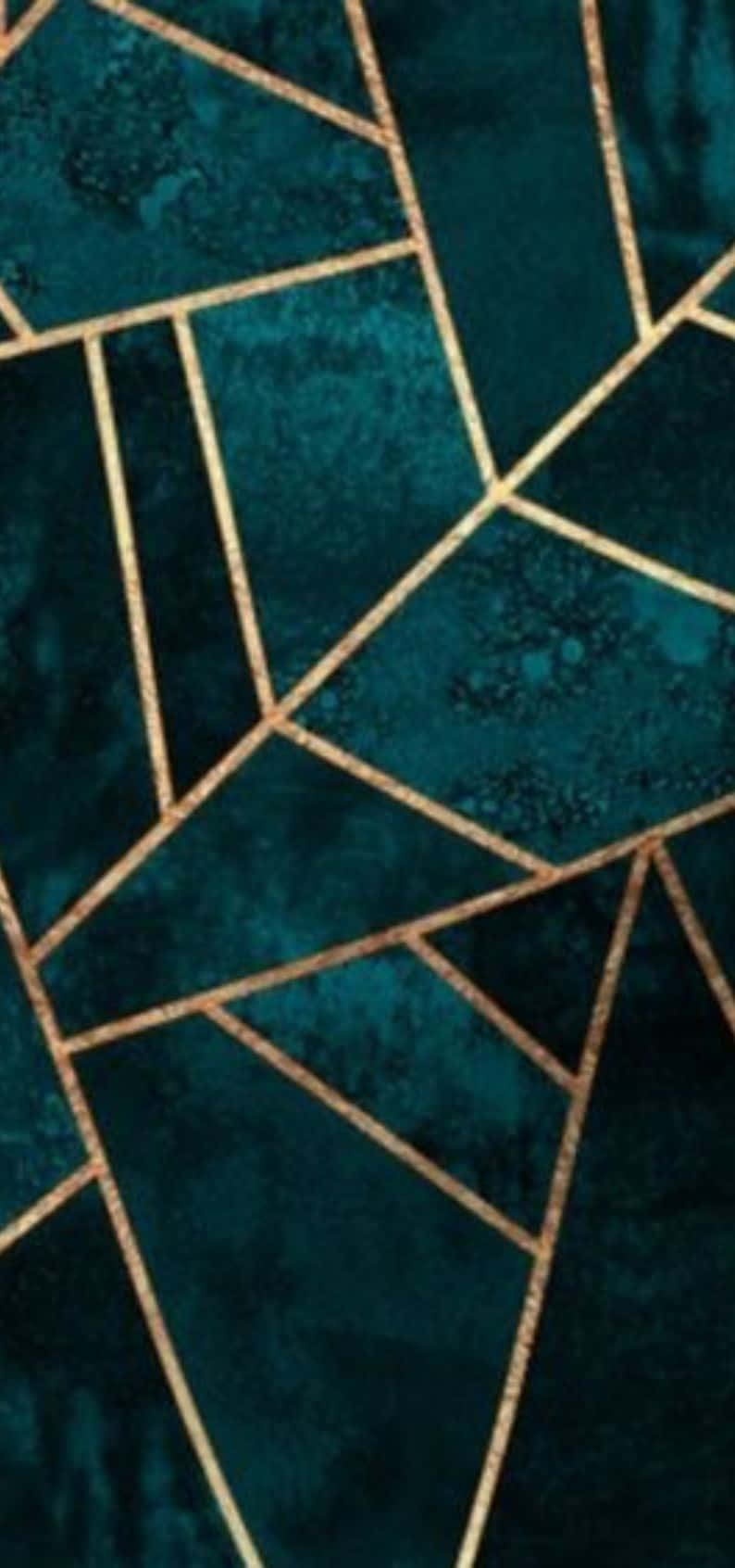 Teal Gold Geometric Pattern Wallpaper