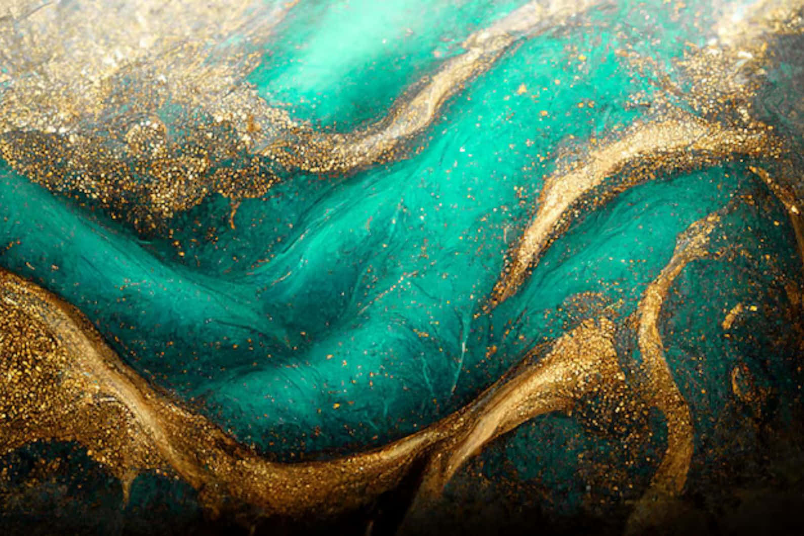 Teal Gold Marble Texture Wallpaper