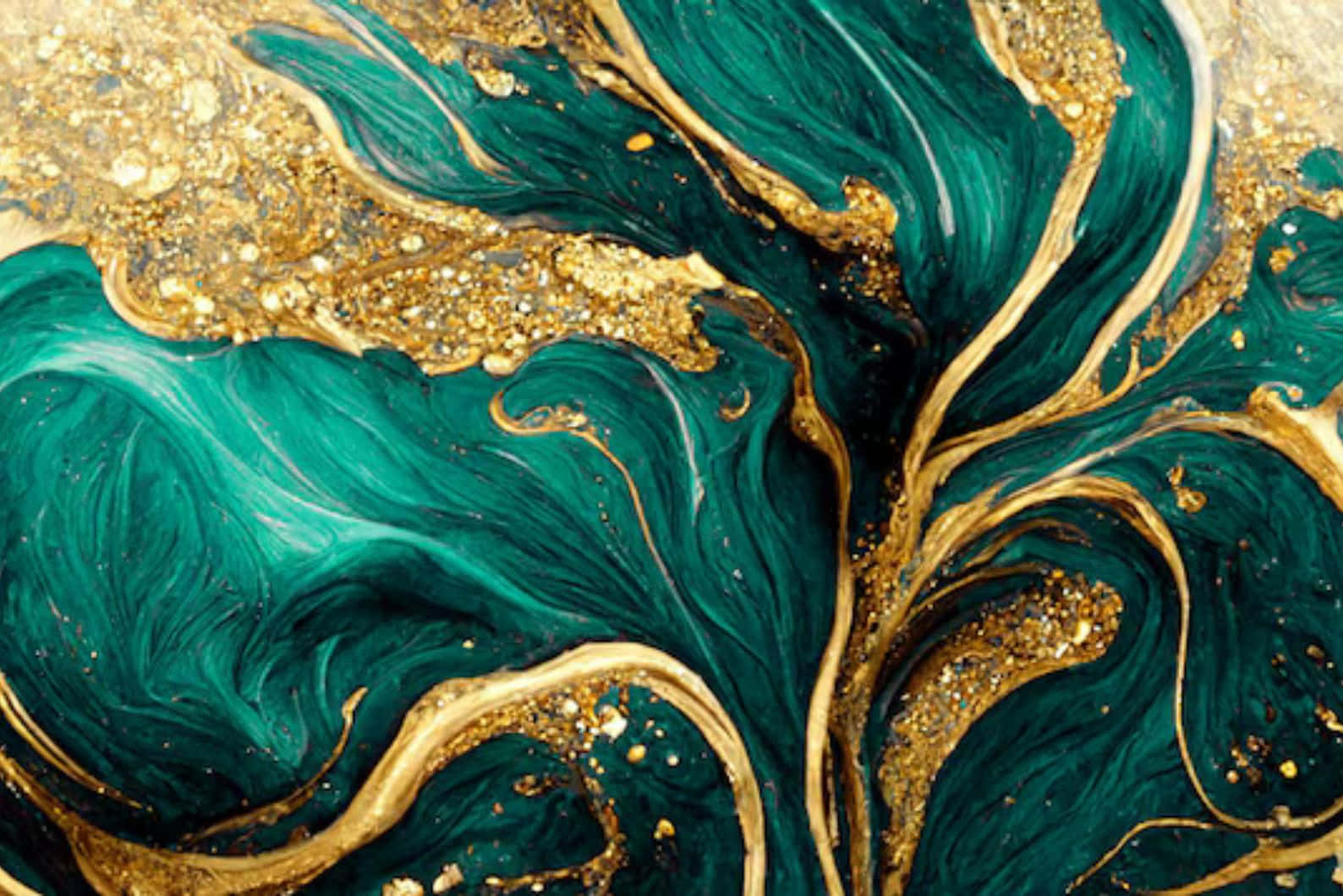 Teal Gold Marble Texture Wallpaper