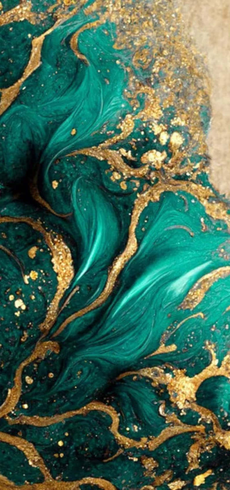 Teal Gold Marble Texture Wallpaper