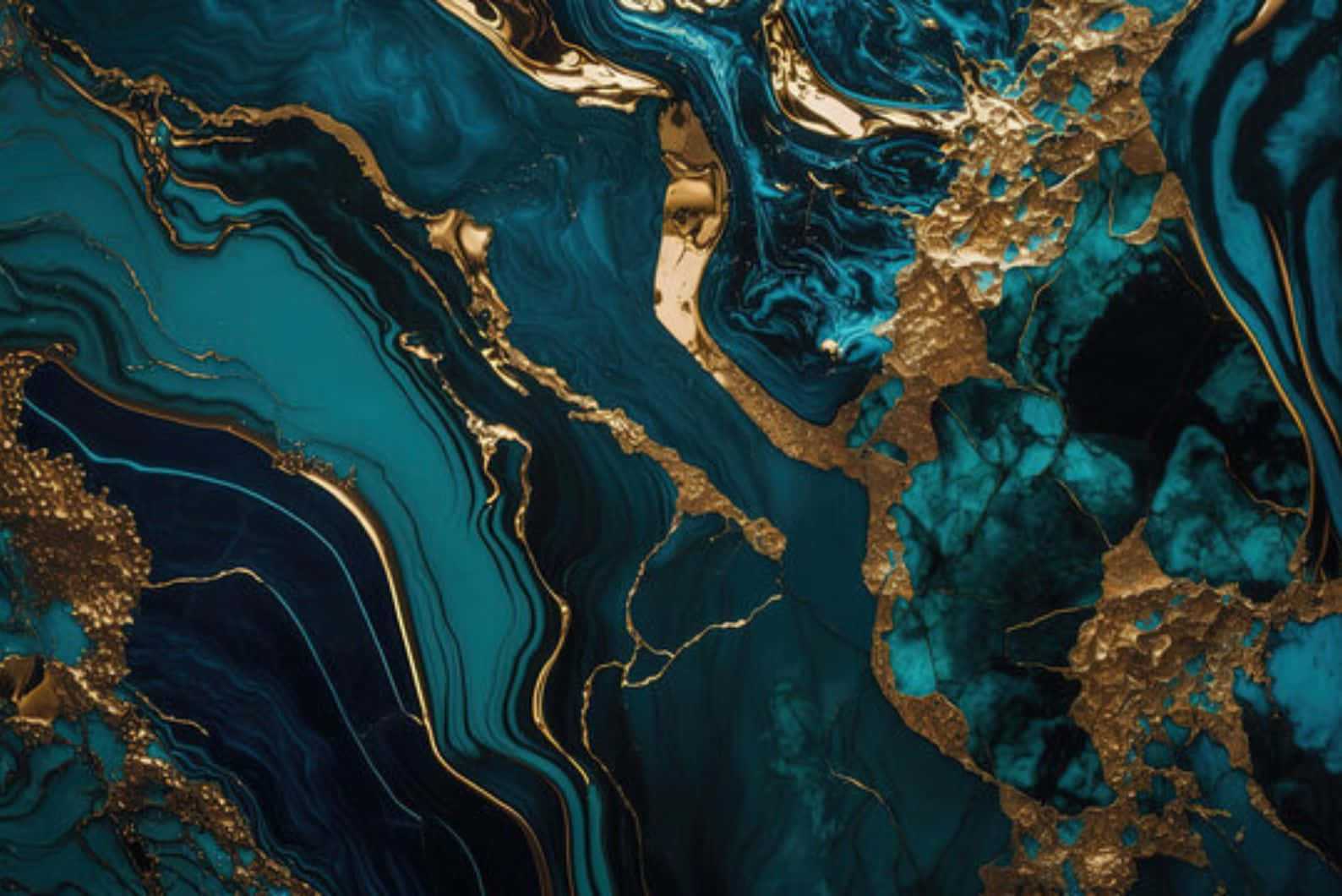 Teal Gold Marble Texture Wallpaper