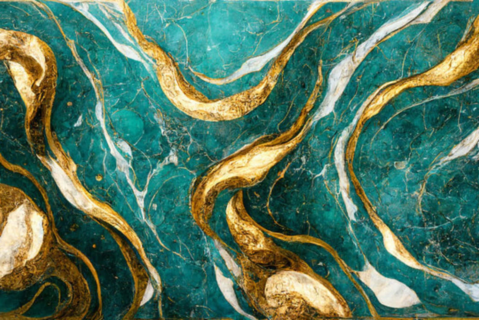 Teal Gold Marble Texture Wallpaper