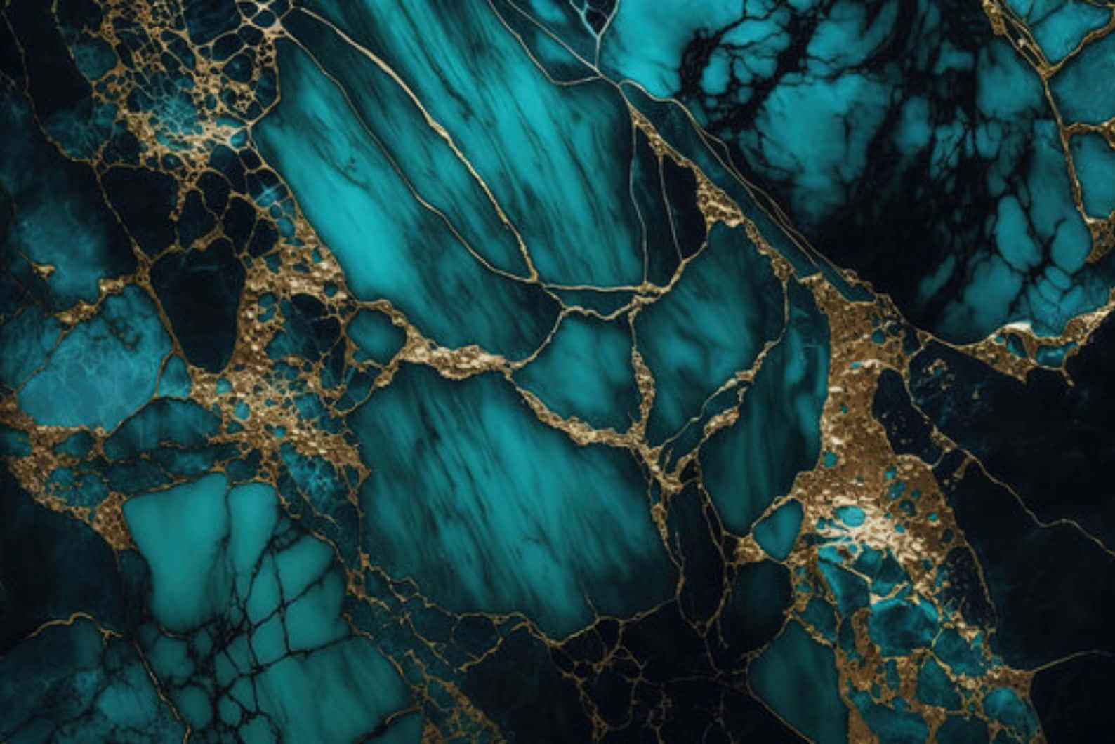 Teal Marble Gold Veins Texture Wallpaper