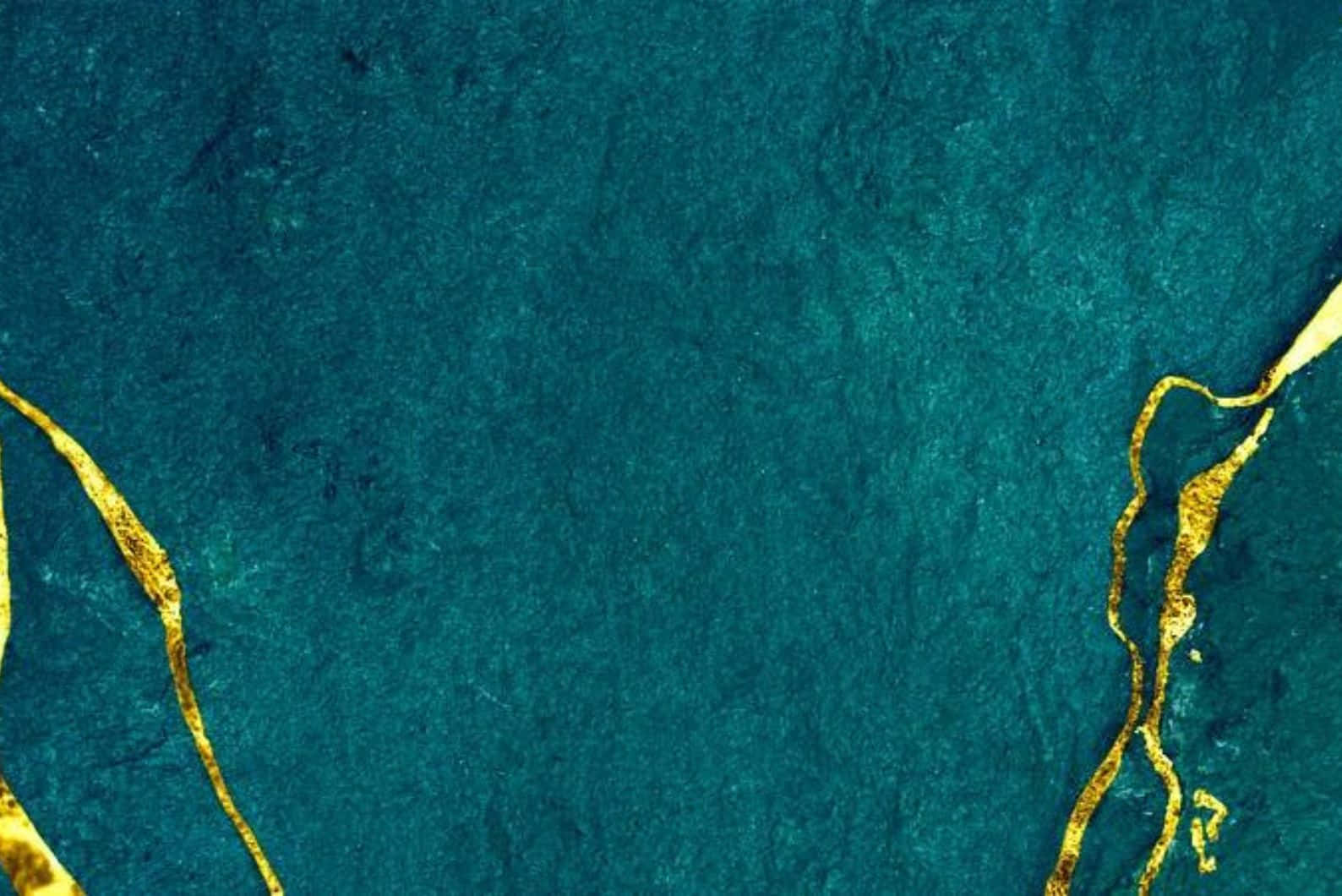 Teal Texturewith Gold Veins Wallpaper