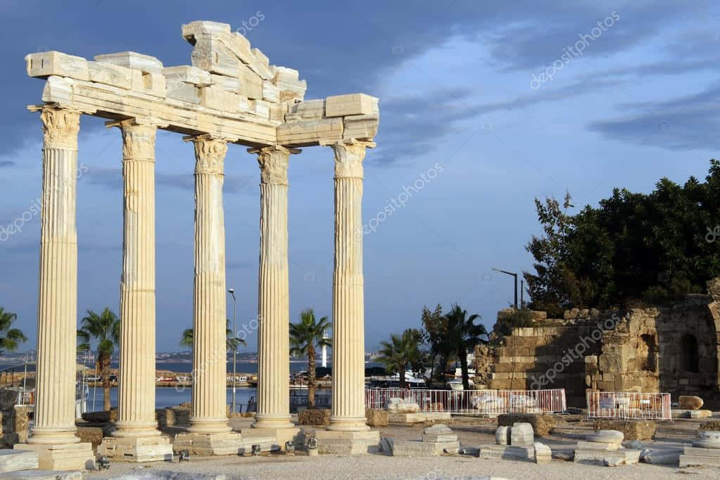 Temple Of Apollo Shot With Dark Sky Wallpaper