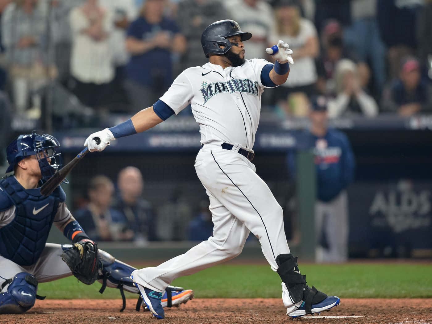 Teoscar Hernandez In Action During A Baseball Game. Wallpaper