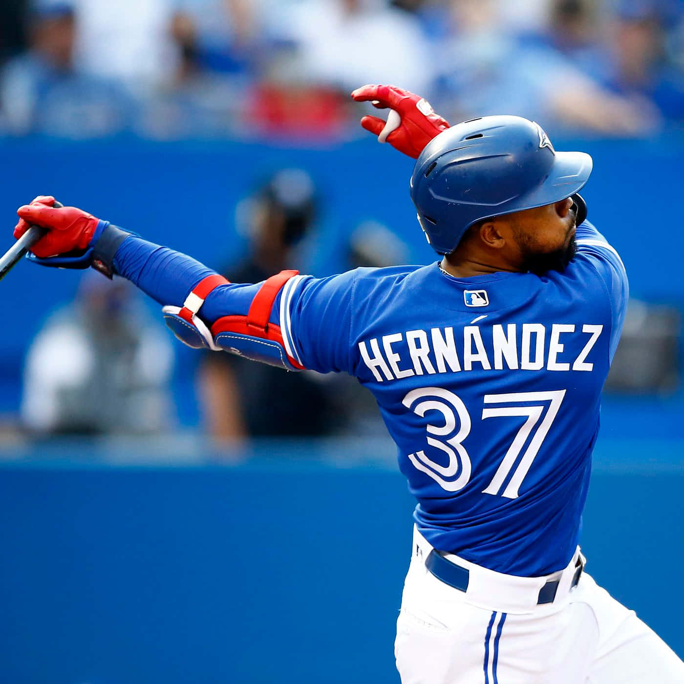 Teoscar Hernandez In Action Hitting A Home Run Wallpaper