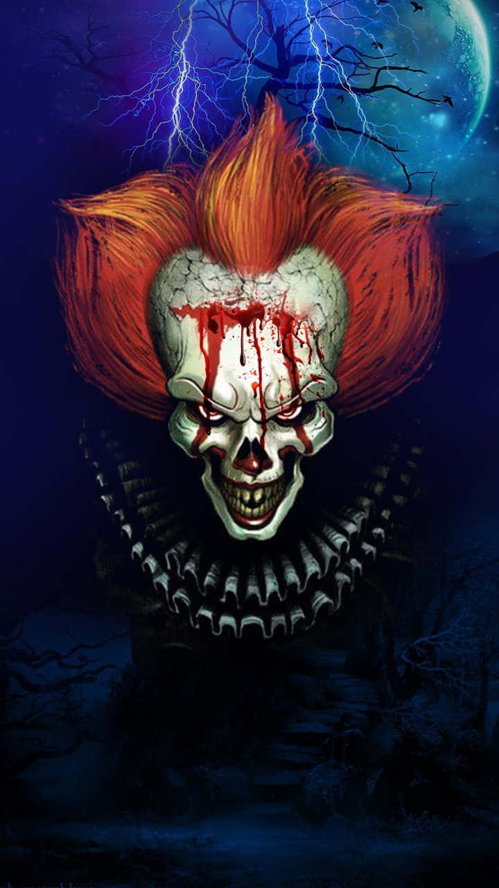 Terrifying Clown Under Moonlight Wallpaper