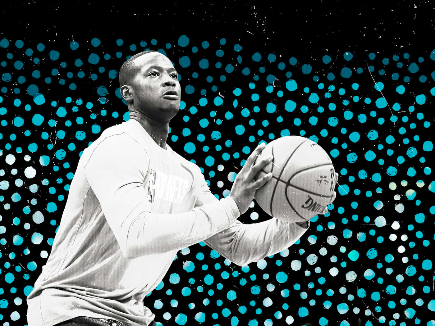 Terry Rozier Fanart Basketball Blue Polka Dot Wallpaper