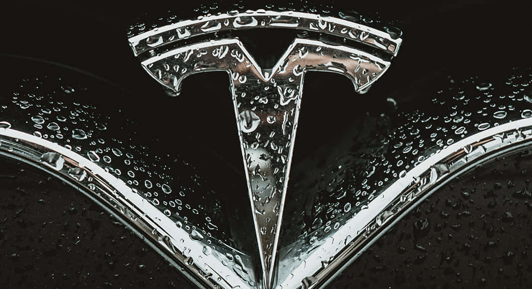 Tesla Logo In The Color Of Excellence Wallpaper