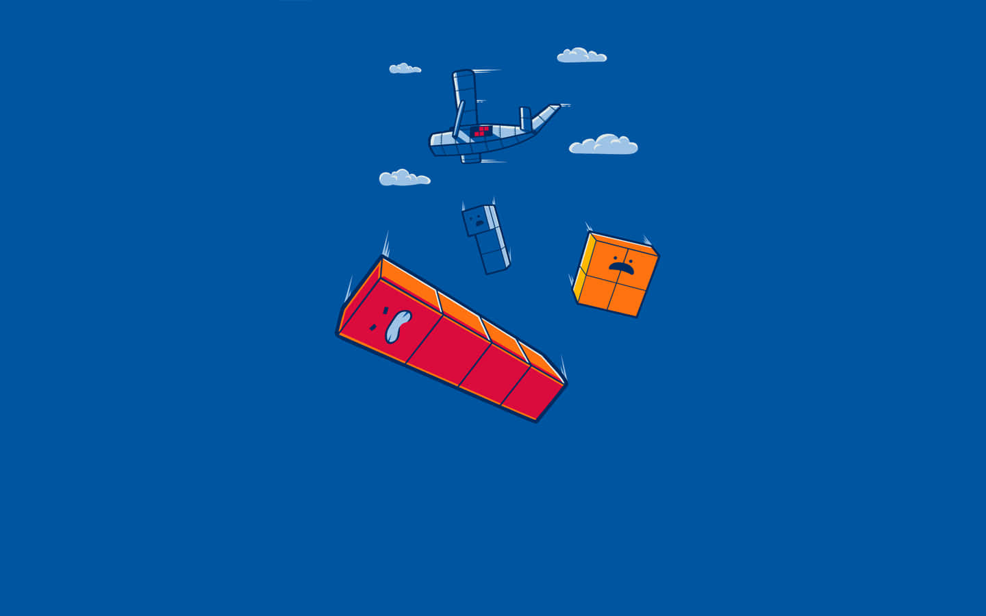 Tetris Blocks Skydiving Wallpaper