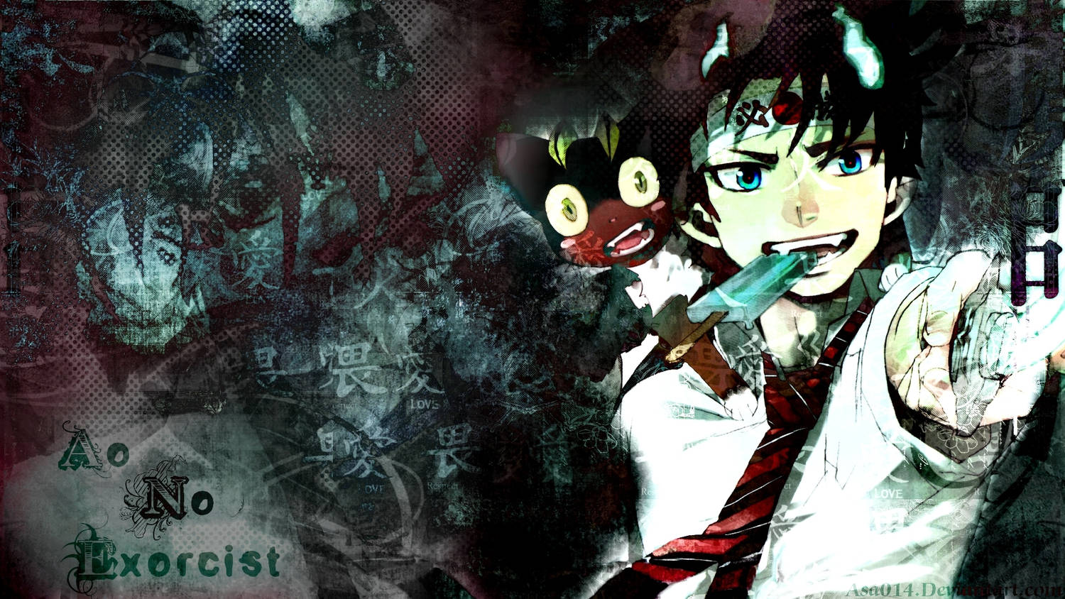 Textured Blue Exorcist Poster Wallpaper