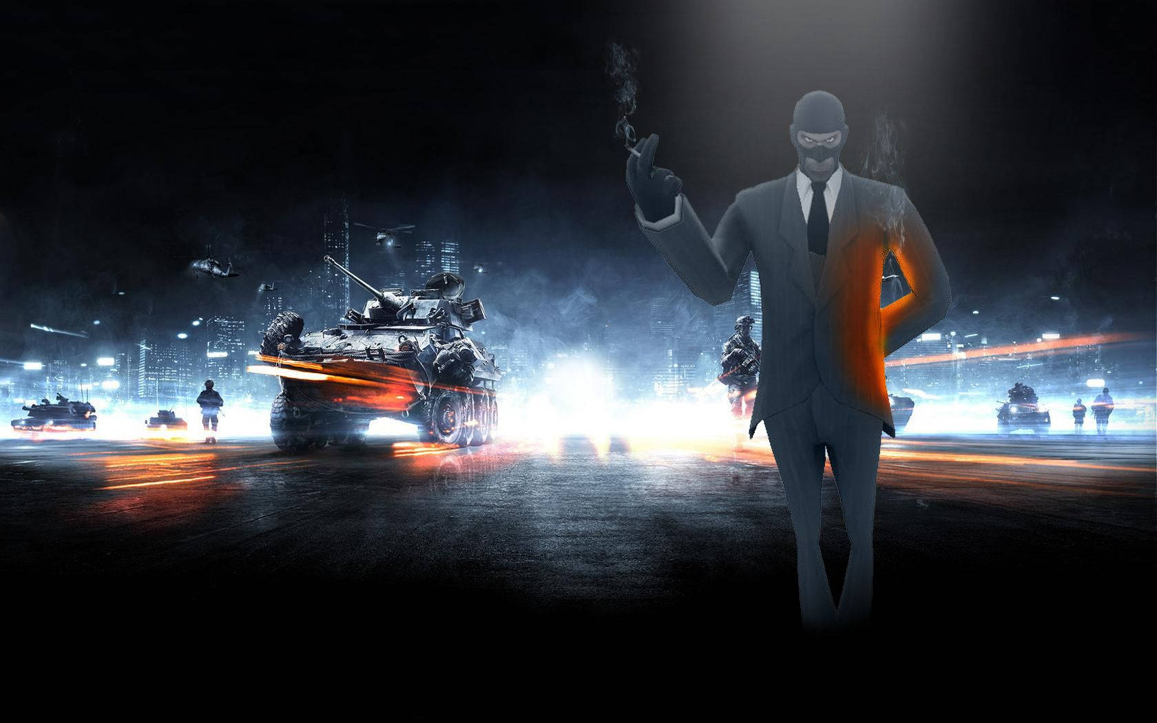 Tf2 Spy In Battlefield Background Wallpaper