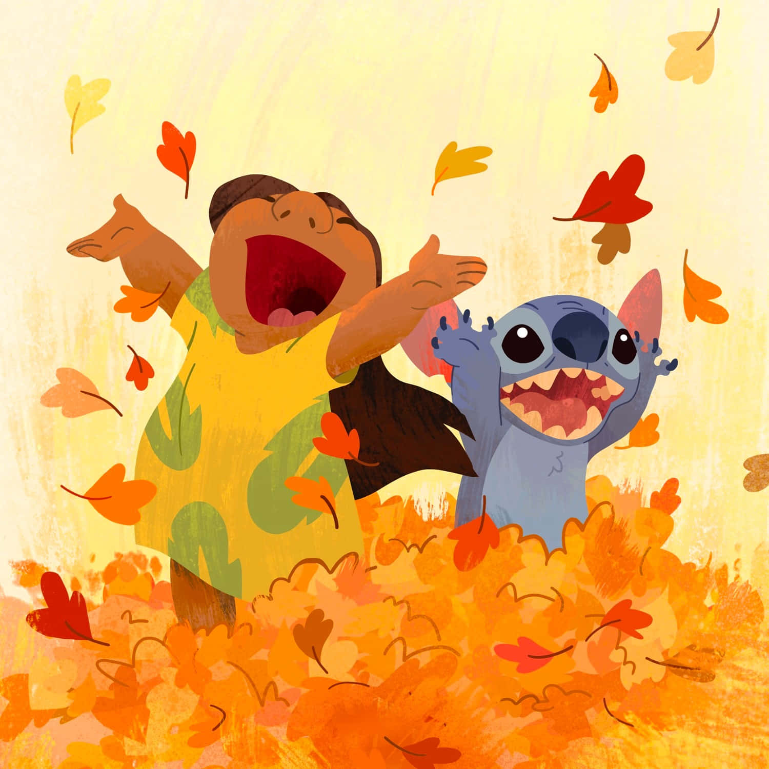 Thanksgiving Celebrationwith Stitchand Friend Wallpaper