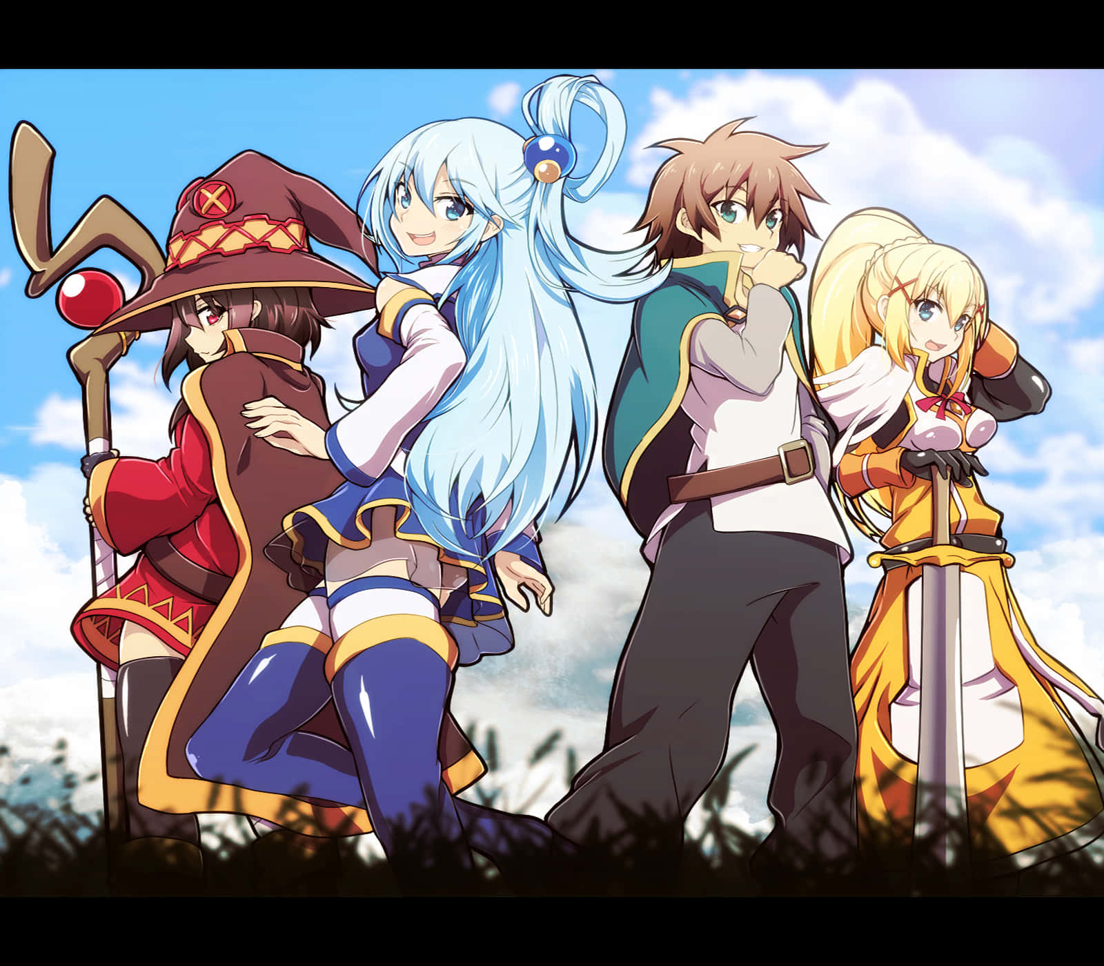 “the Amazing Adventures Of Kazuma, Aqua, Megumin And Darkness In Konosuba: God’s Blessing On This Wonderful World”. Wallpaper