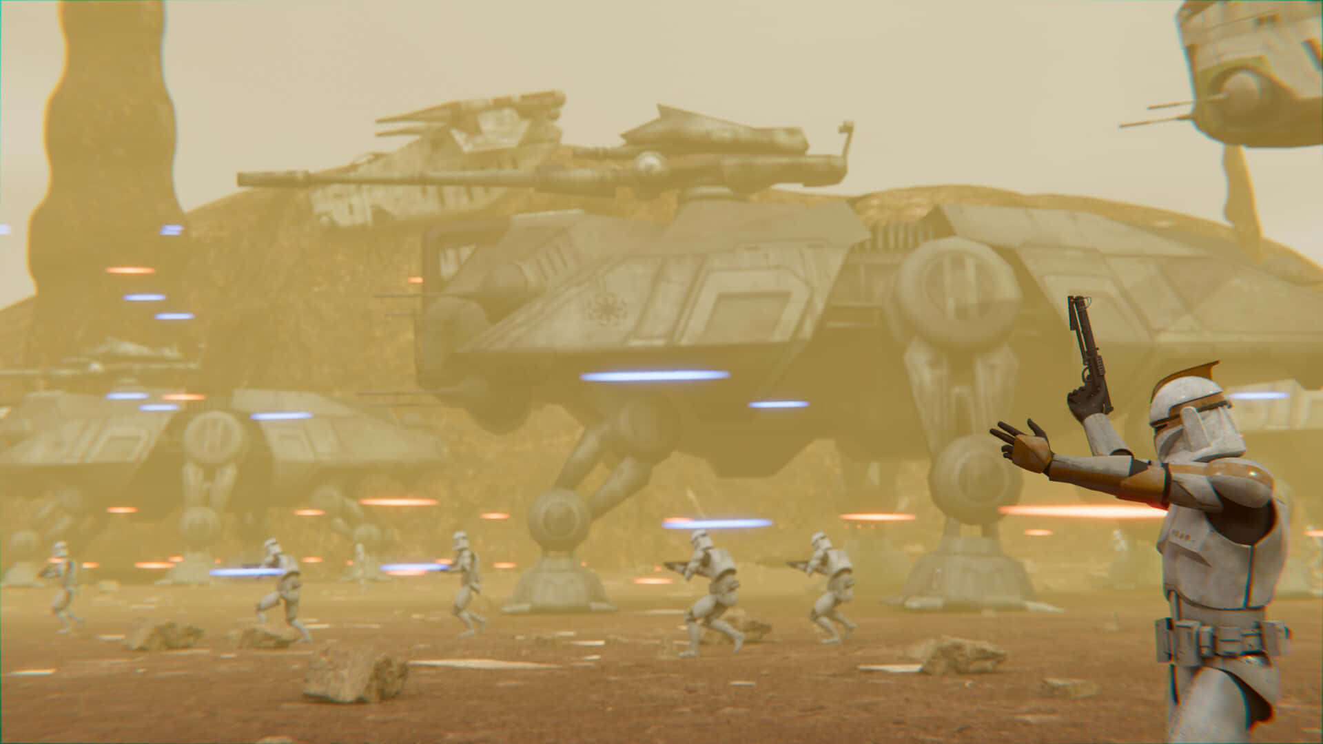 The Battle Of Geonosis During The Clone Wars Wallpaper