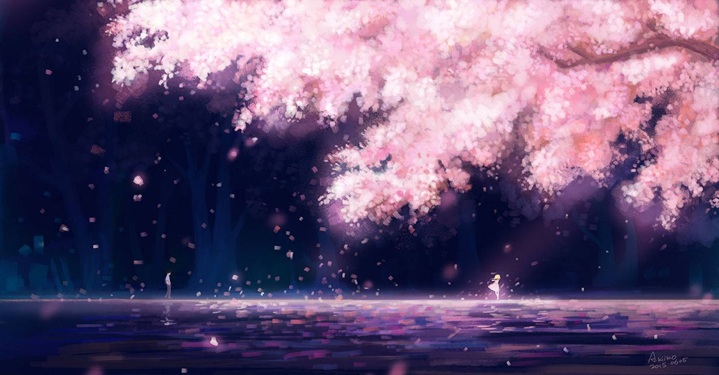 The Beauty Of A Cherry Blossom Tree In The Anime Classic, Your Lie In April Wallpaper