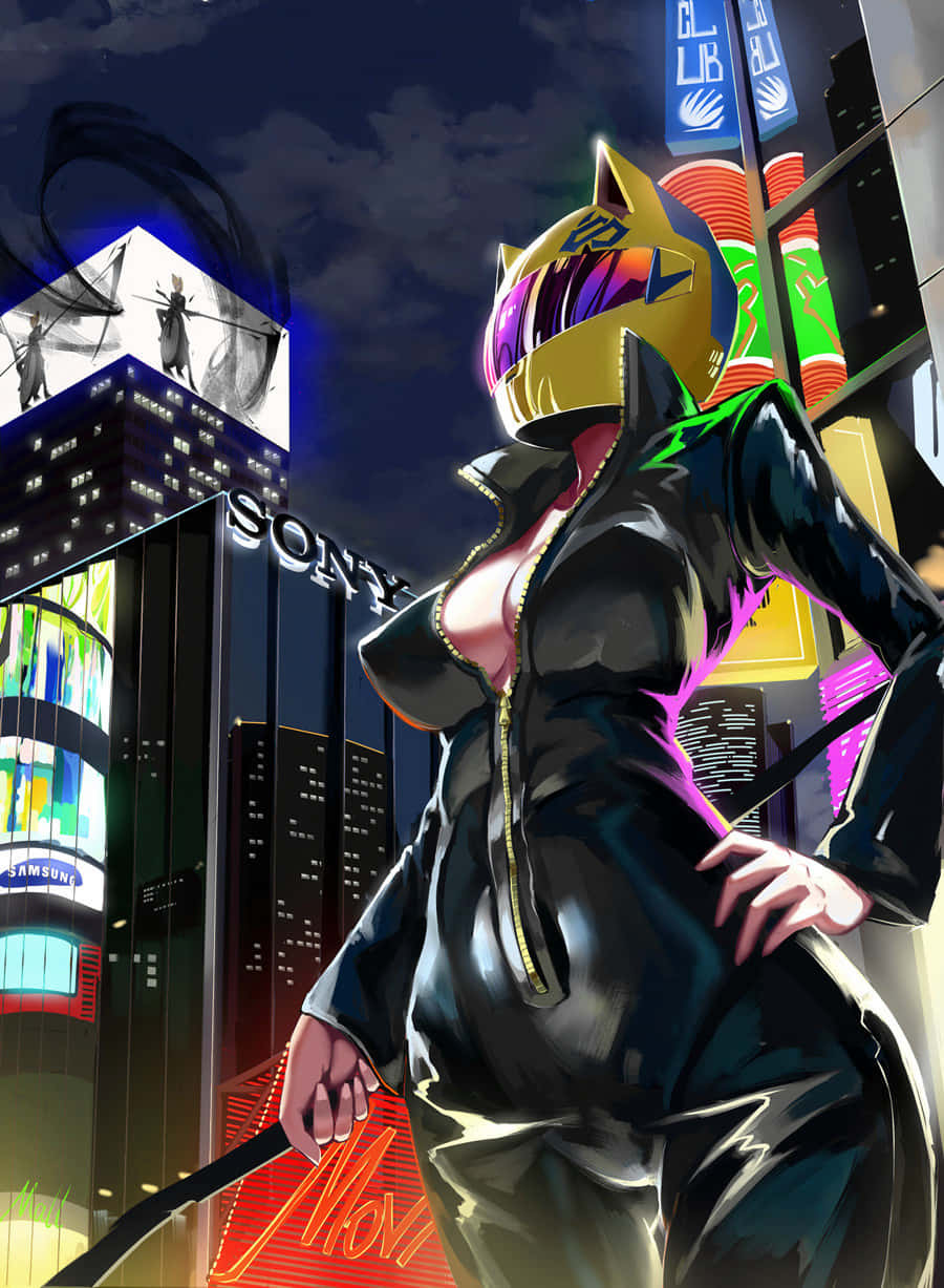 The Black Rider, Celty Sturluson, In Her Signature Jumpsuit And Helmet. Wallpaper