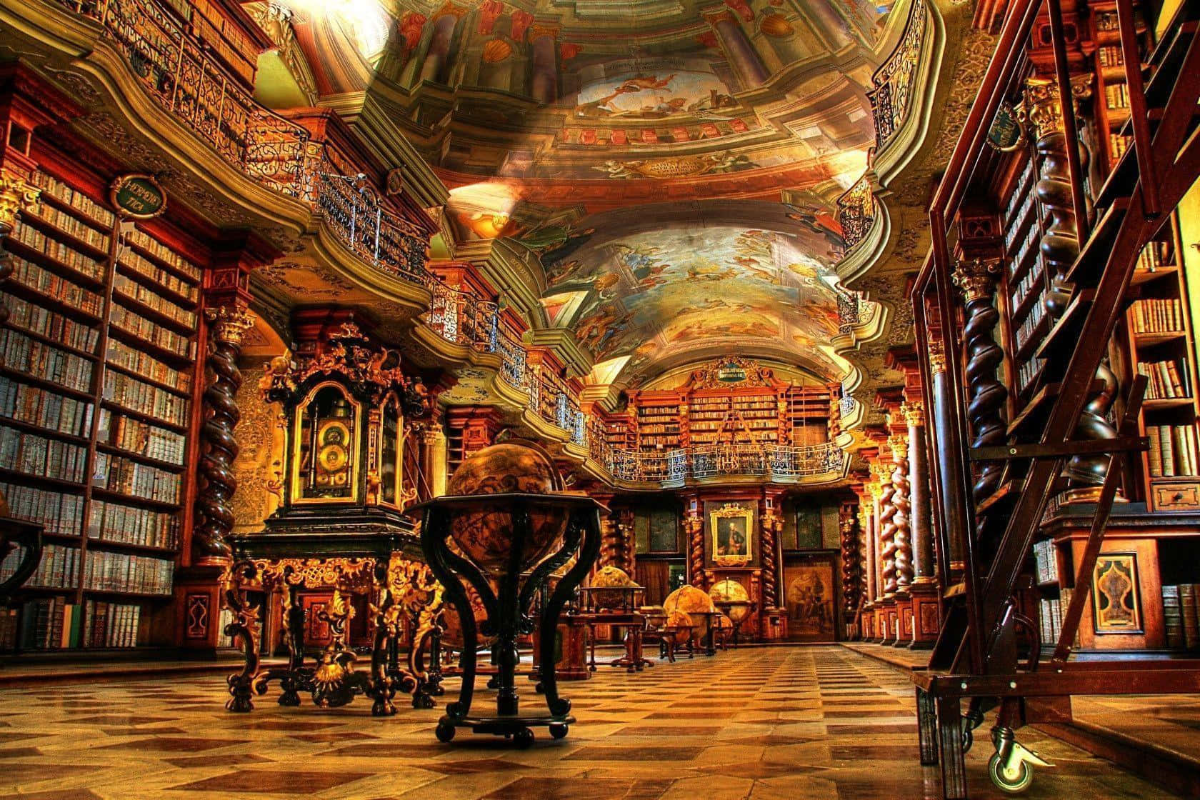 The Boundless Knowledge Of Hogwarts Library Wallpaper