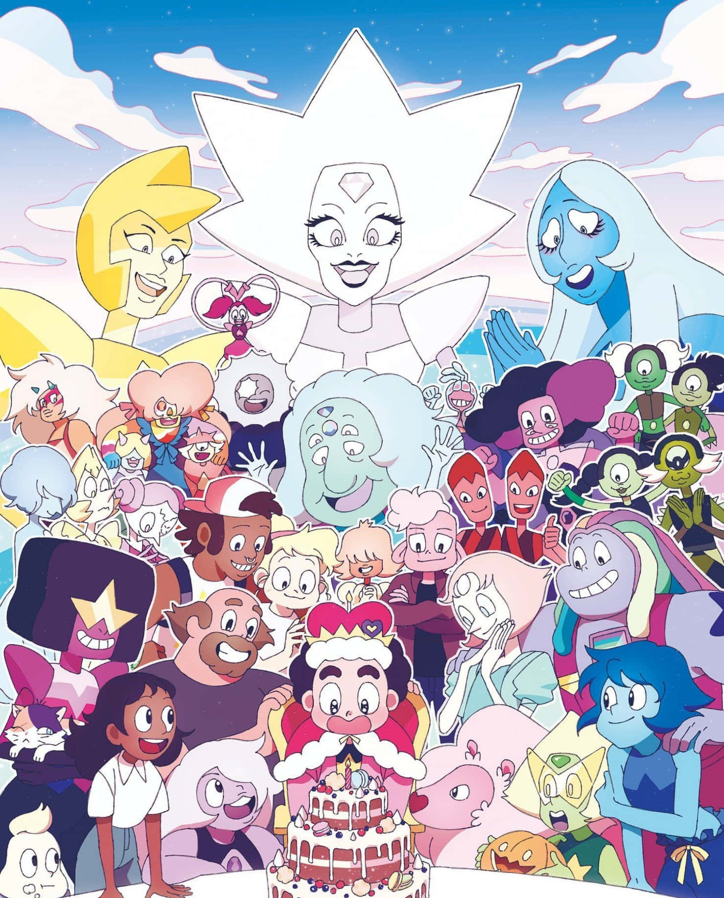 The Characters Of Steven Universe - Connie Maheswaran, Amethyst, Steven, Garnet & Pearl Wallpaper