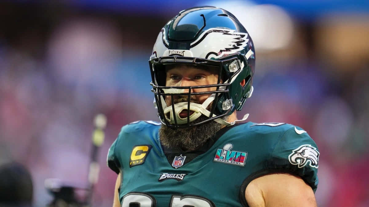 The Dynamic Jason Kelce In Action During A Game Wallpaper