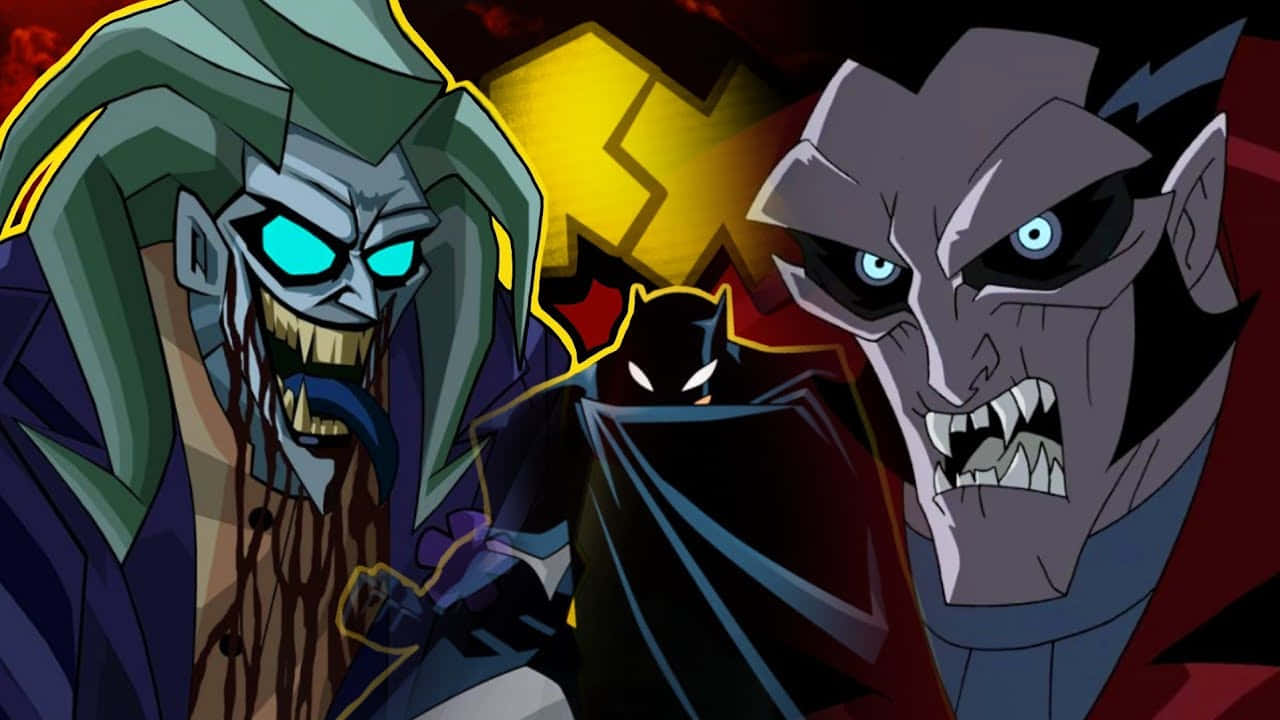 The Epic Face-off Between The Batman And Dracula In An Intense Battle Wallpaper