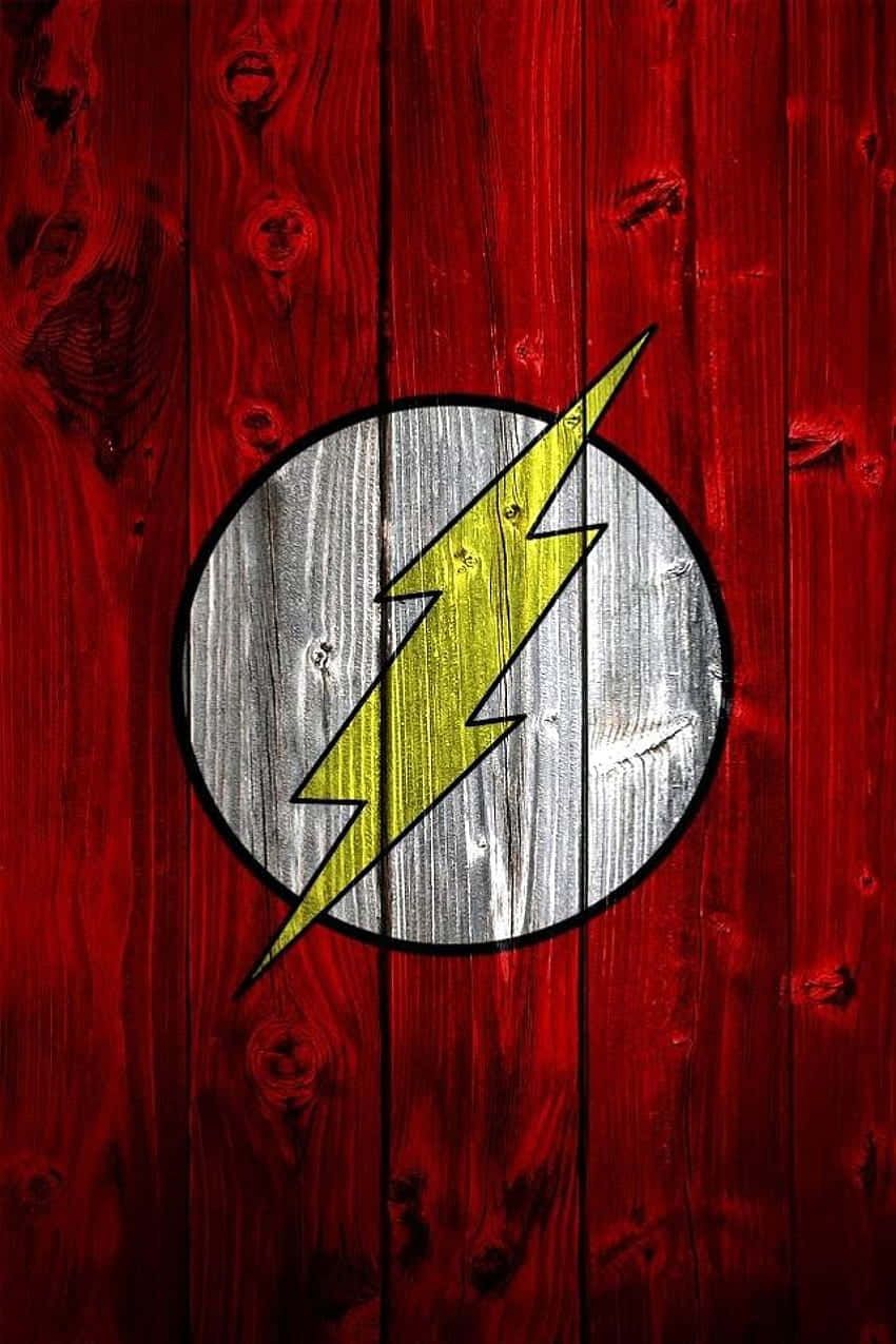 The Flash Logoon Red Wood Background Wallpaper