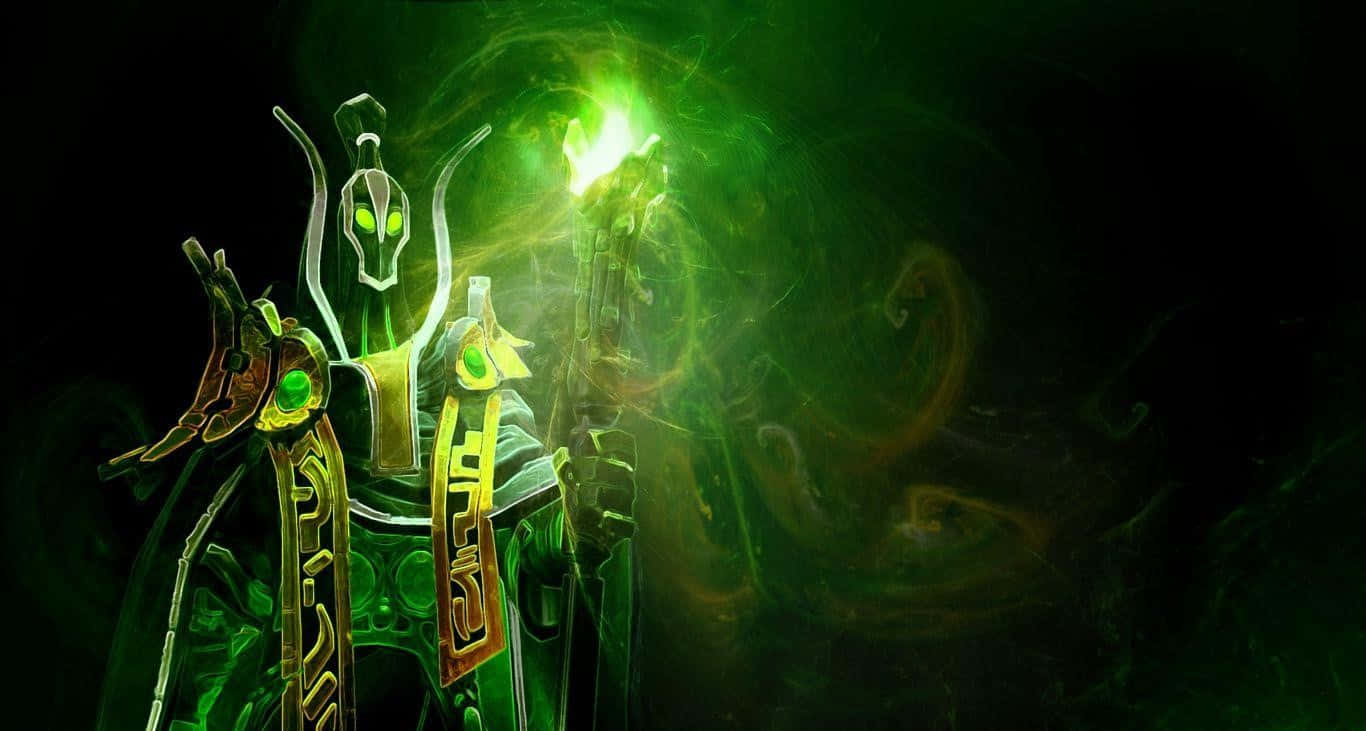 The Grand Magus Rubick Casting A Powerful Spell Wallpaper