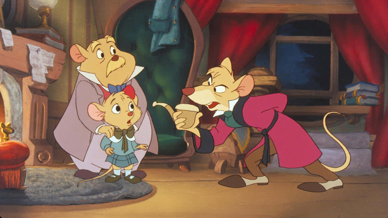 The Great Mouse Detective - Basil And Dr. Dawson In Action Wallpaper