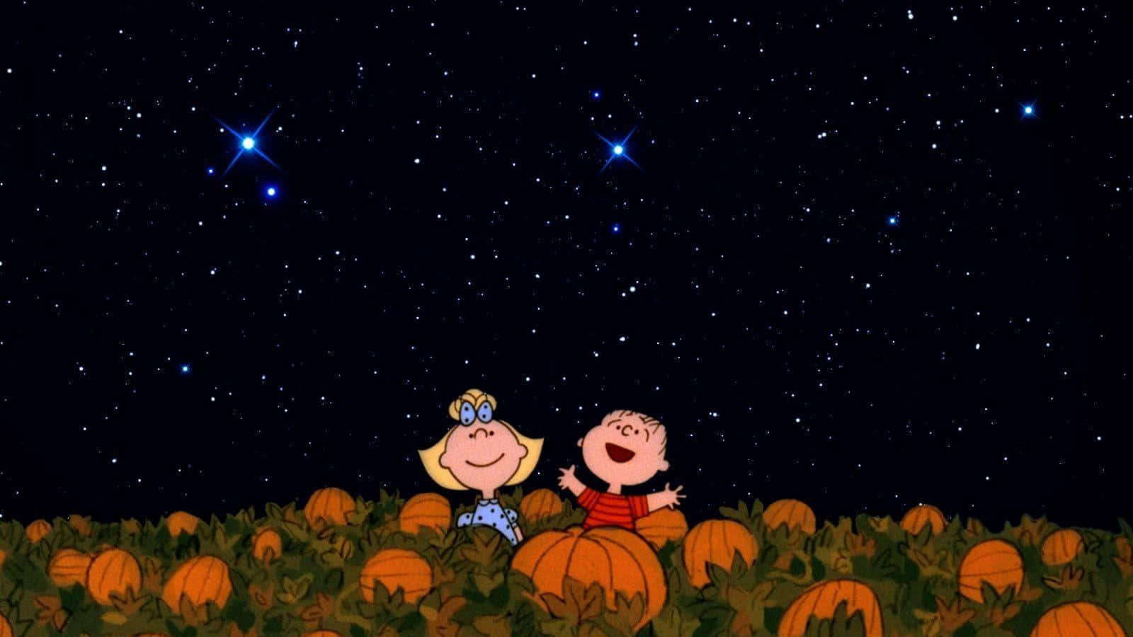 The Great Pumpkin Illuminated On A Starry Night Wallpaper