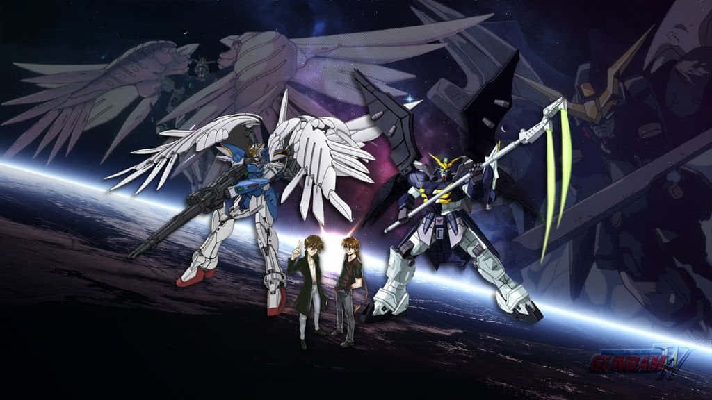 “the Gundam Wing Team: Ready To Fight” Wallpaper