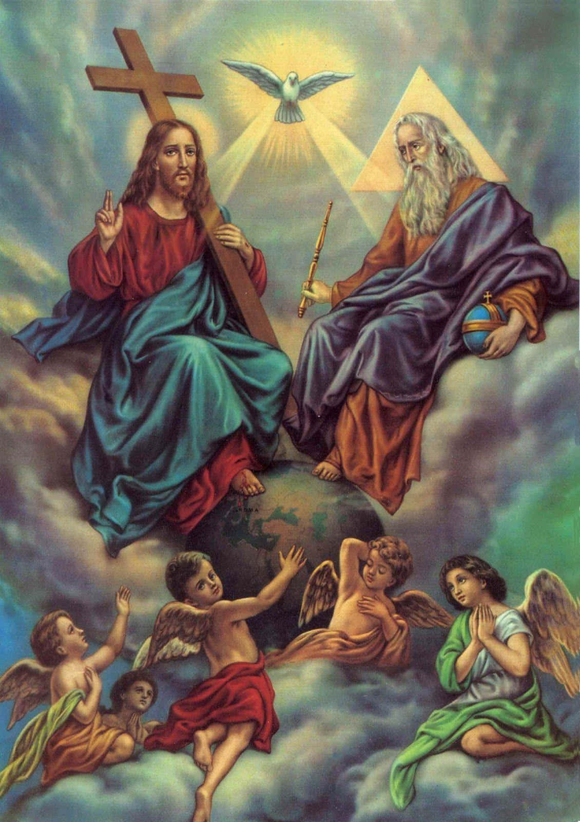 The Holy Trinity Depicted In A Stunning, Artistic Representation Wallpaper