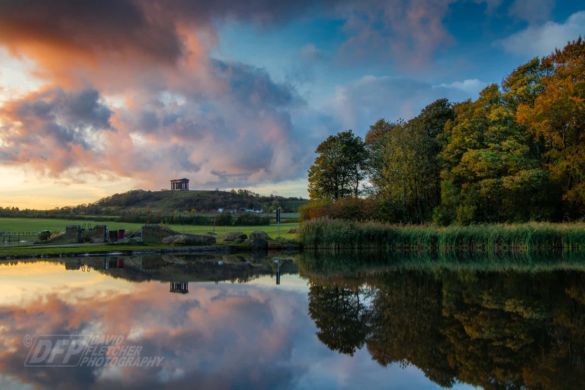 The Icon Of Sunderland, The Majestic Penshaw Monument Enjoying The Beautiful Sunset Backdrop. Wallpaper