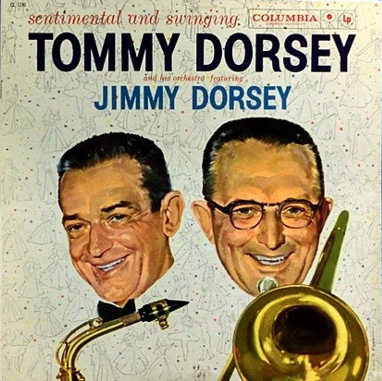 The Iconic American Jazz Musicians Tommy Dorsey And Jimmy Dorsey On An Album Art Cover. Wallpaper