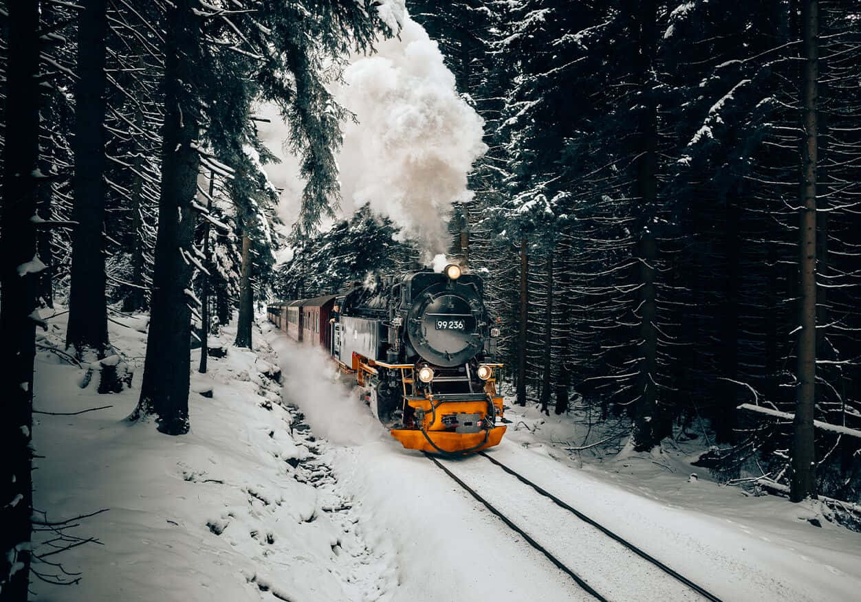 The Iconic Hogwarts Express Traversing Through A Lush Landscape Wallpaper