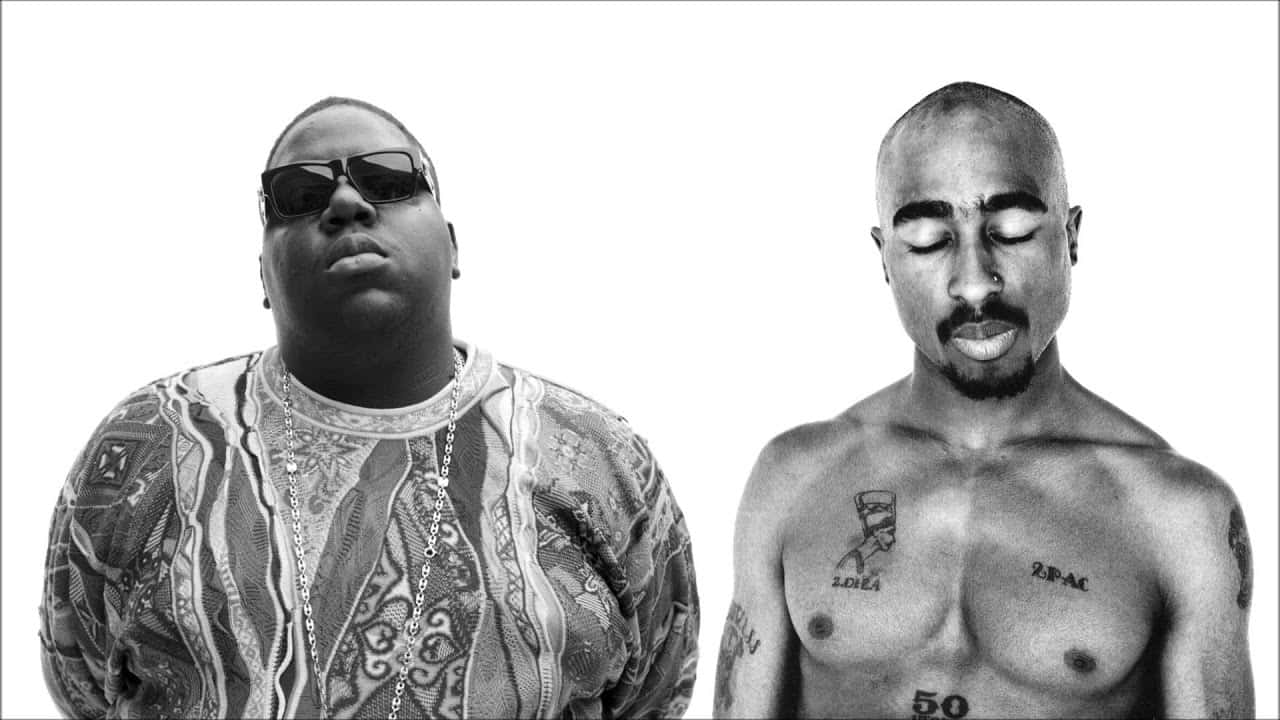 The Legendary 2pac And Biggie Smiling Together Wallpaper